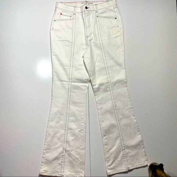 Peace Love World White Cotton High Waisted Front Slit Pants Size 10 NWOT - Picture 8 of 16